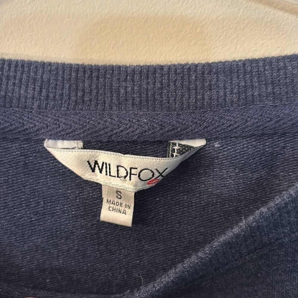 Wildfox Good Vibes navy blue longsleeves pullover swearshirt women's - Picture 3 of 5